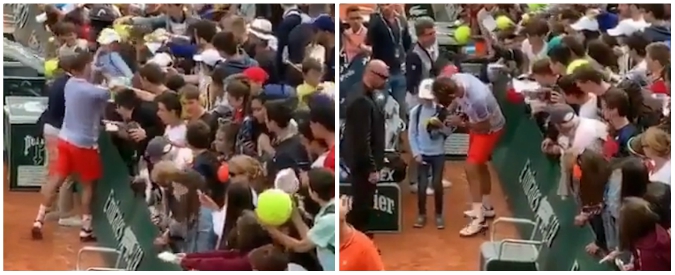 Copertina di Roland Garros, il bambino è schiacciato dalla folla di fan ma Wawrinka se ne accorge. E reagisce così