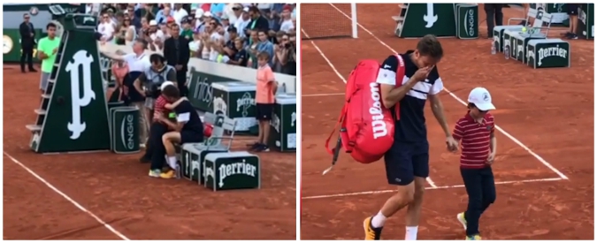 Copertina di Nicolas Mahut, il tennista eliminato in lacrime a bordo campo: il figlio gli corre incontro e lo consola così