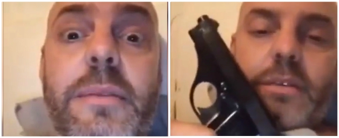 Copertina di Ferrara, il candidato leghista Solaroli: “Ho lei con me” e mostra la pistola. Il Viminale: “Non ha armi, video vecchio”