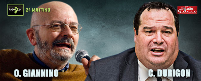 Copertina di Ue, scontro Giannino-Durigon (Lega): “Dica quello che vuole, questo è il giornalismo che vi piace”. “Lei mi sta aggredendo”