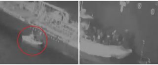 Copertina di Oman, Usa accusano l’Iran: “Ecco il video del loro equipaggio che rimuove una mina inesplosa”. Le immagini