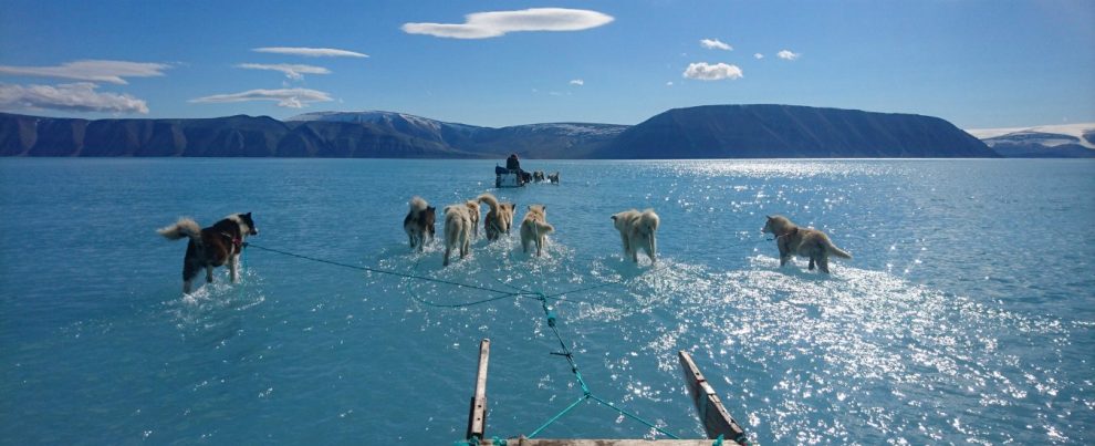 Groenlandia, aumento della temperatura fa sciogliere il ghiaccio. La foto simbolo