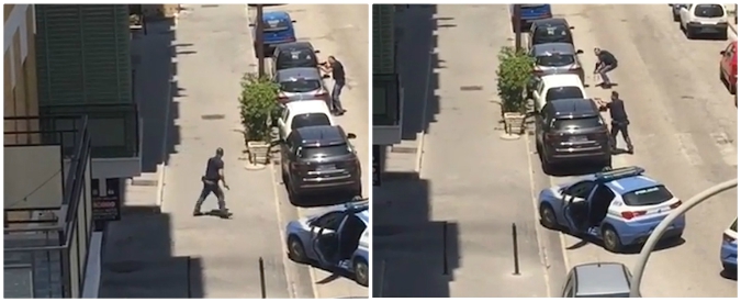 Copertina di Caserta, si barrica in un bar armato e minaccia di sparare: il conflitto a fuoco con la polizia. Il video