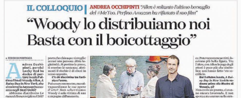 Woody Allen riprende il “Fatto”. “Anteprima italiana per il film” Woody Allen riprende il “Fatto”. “Anteprima italiana per il film”
