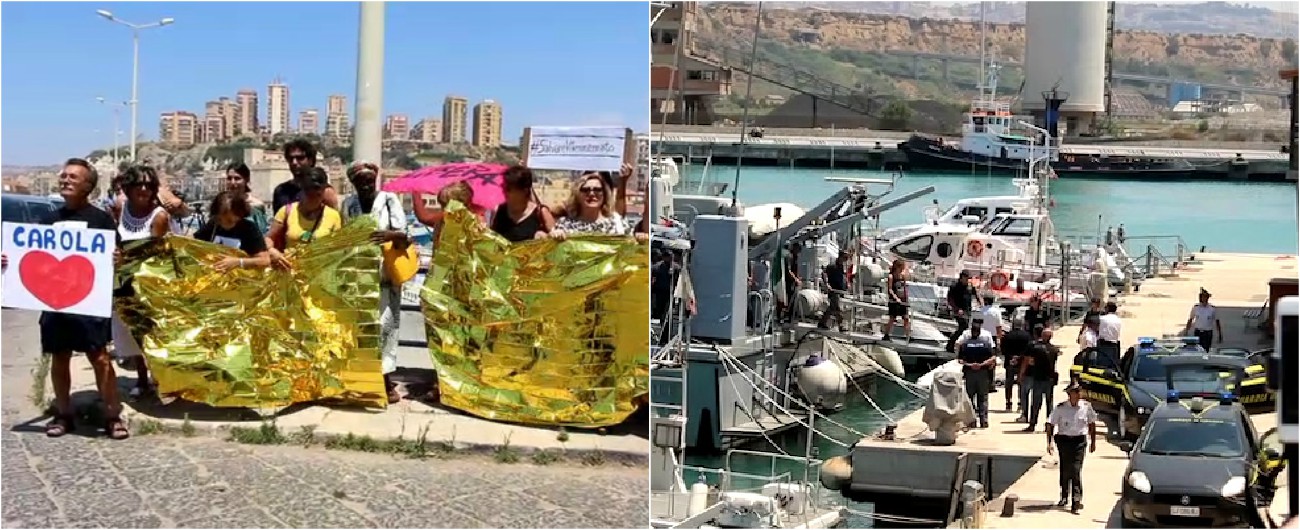 Copertina di Porto Empedocle, Carola in tribunale scortata dalla Guardia di Finanza. Presidio in solidarietà alla capitana