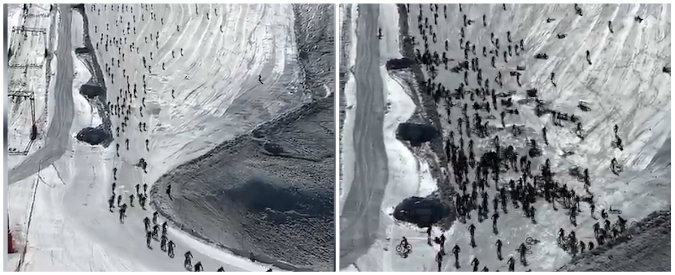 Copertina di 800 ciclisti a 100 km/h giù dal ghiacciaio. E alla prima curva il mega-incidente: la pazza corsa Mountain of Hell