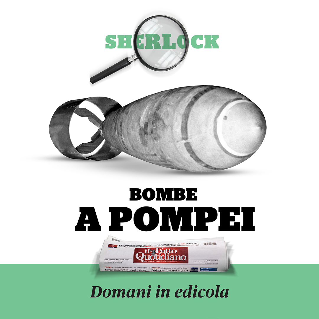 Copertina di Domani sul Fatto arriva “Sherlock”. Con la notizia-bomba degli scavi di Pompei