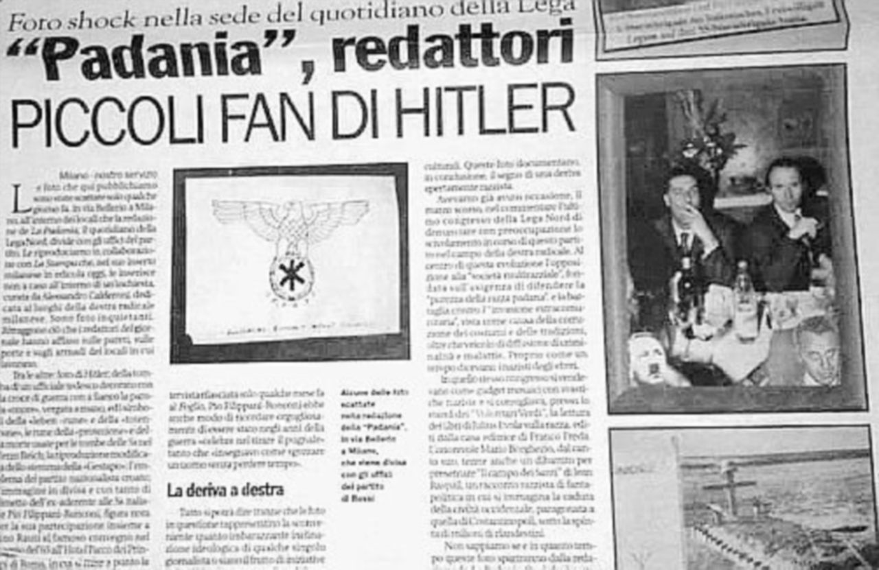 Copertina di Gli anni alla Padania dell’ex portavoce con le foto di Hitler