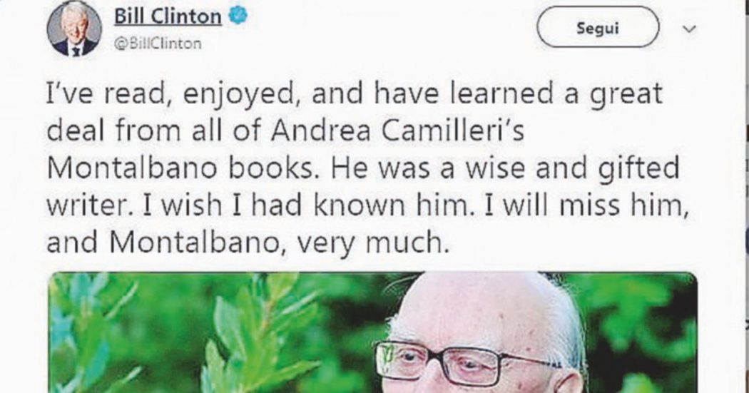 “Mi mancherà”: Clinton celebra Camilleri “Mi mancherà”: Clinton celebra Camilleri