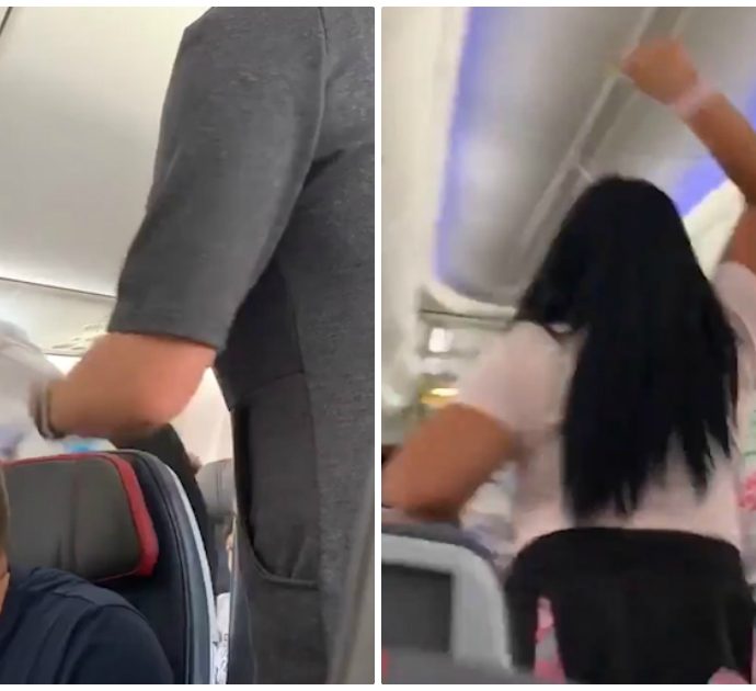 Lui guarda un’altra donna in aereo e la compagna s’infuria: lo picchia e gli rompe il laptop in testa