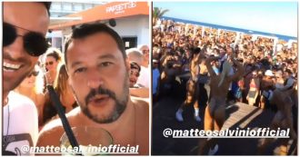 Lo speaker al Papeete presenta Salvini in consolle. Il ministro risponde tra cocktail e cubiste: “Alla vostra”