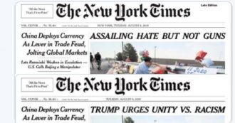 Copertina di New York Times, Dem e lettori protestano per il titolo sulle stragi di El Paso e Dayton: “Vigliacco”. E il quotidiano lo cambia