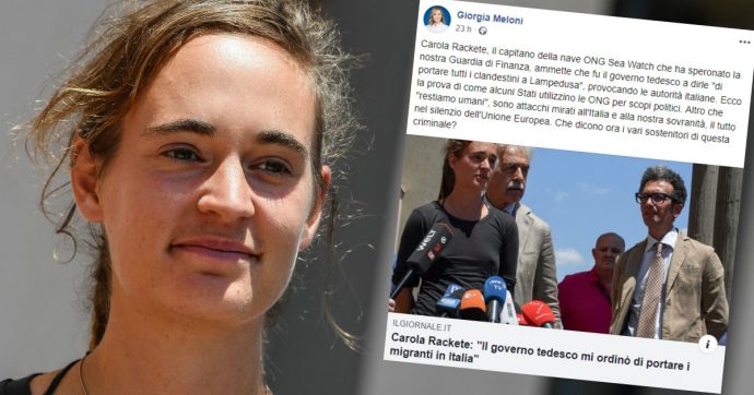 Migranti, Meloni: “Rackete ammette che fu la Germania a ordinare di portarli a Lampedusa”. Ma non ha mai pronunciato questa frase