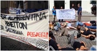 Copertina di Ponte Morandi, protesta a Treviso davanti alla sede della famiglia Benetton: “Assassini”