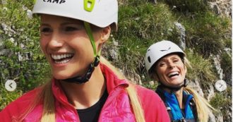 Copertina di Michelle Hunziker, la foto in montagna con Serena Autieri scatena le polemiche: “Meriterebbe una multa”
