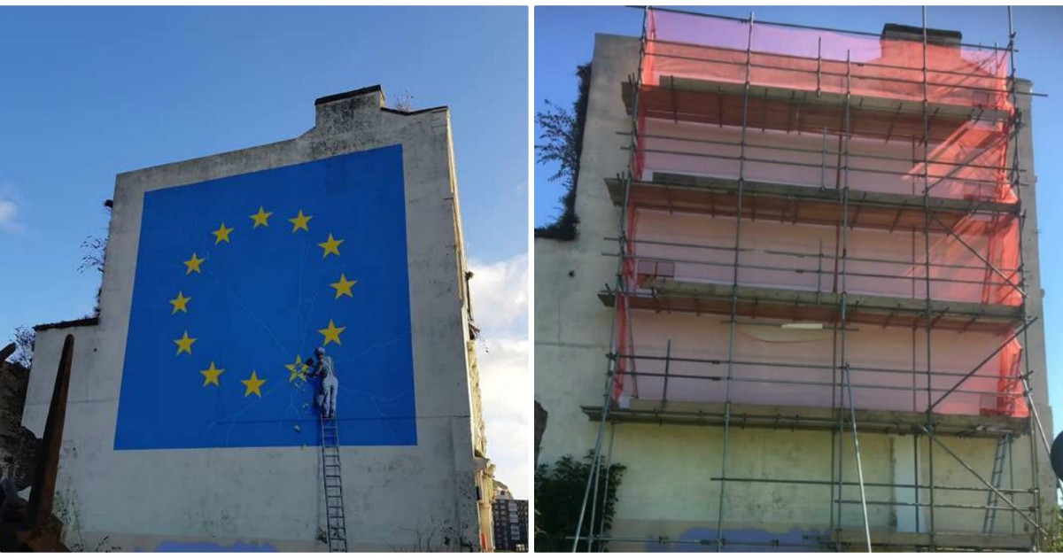 Banksy, scompare a Dover il suo murale sulla Brexit. Le ipotesi: cancellato o venduto dai proprietari del palazzo