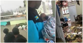 Copertina di Uragano Dorian, il palazzo alle Bahamas è devastato: papà canta e culla figlio neonato
