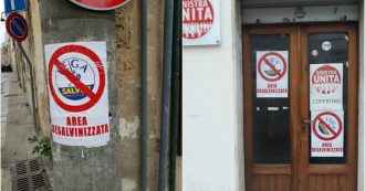 Copertina di Lecce, Sinistra Unita appende cartelli “area desalvinizzata”: carabinieri fanno sopralluogo. “Chieste generalità. Volevano intimorirci”