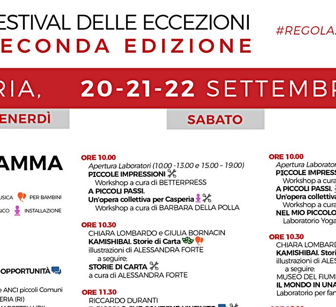 Festival delle Eccezioni, il 20 settembre al via la seconda edizione a Casperia (Ri). Tema centrale: “il piccolo”
