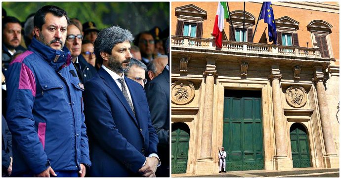 Salvini contro il portone di Montecitorio: “Sprangarlo è sfregio al popolo”. Fico: “Chiuso per lavori. Non conosce Parlamento”