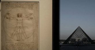 Copertina di Uomo vitruviano di Leonardo, accordo Italia-Francia: il disegno del Da Vinci al Louvre per otto settimane. Italia Nostra: “È illegittimo”