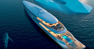 Copertina di “Aqua”, ecco lo yacht eco-friendly da 112 metri: palestra, piscina a cascata e un sistema che converte l’idrogeno liquefatto in elettricità