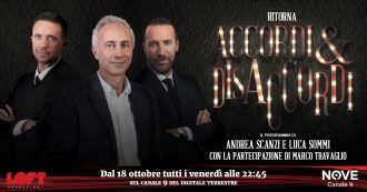 Copertina di Accordi&Disaccordi (Nove), venerdì 18 ottobre alle 22.45 tornano Andrea Scanzi e Luca Sommi con la partecipazione di Marco Travaglio