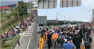 Copertina di Barcellona, proteste contro le condanne agli indipendentisti. Migliaia di persone in strada