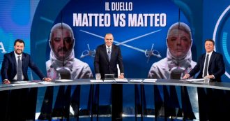 Renzi contro Salvini a Porta a Porta. Leader di Italia Viva: “Da 27 anni fa solo spot”. L’ex vicepremier: “Io oggi sono al 33%, lui al 4%”