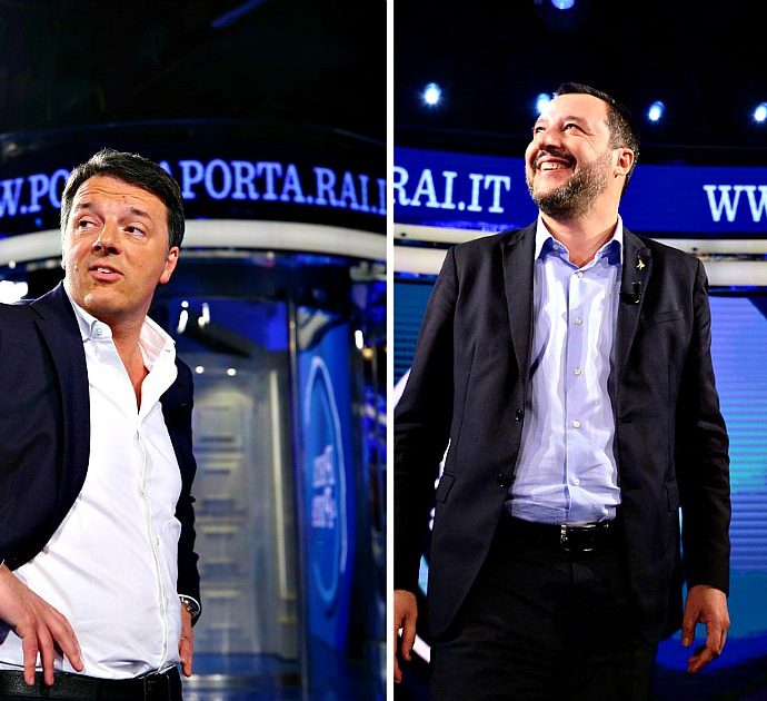 Confronto tv Salvini-Renzi, sfida di 75 minuti senza regole e con Vespa arbitro. Il duello voluto dai due Matteo per “oscurare” il governo