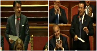Copertina di Conte in Senato: “Europa nostro pilastro”. Il leghista Candiani: “Utile idiota, è supercazzola”