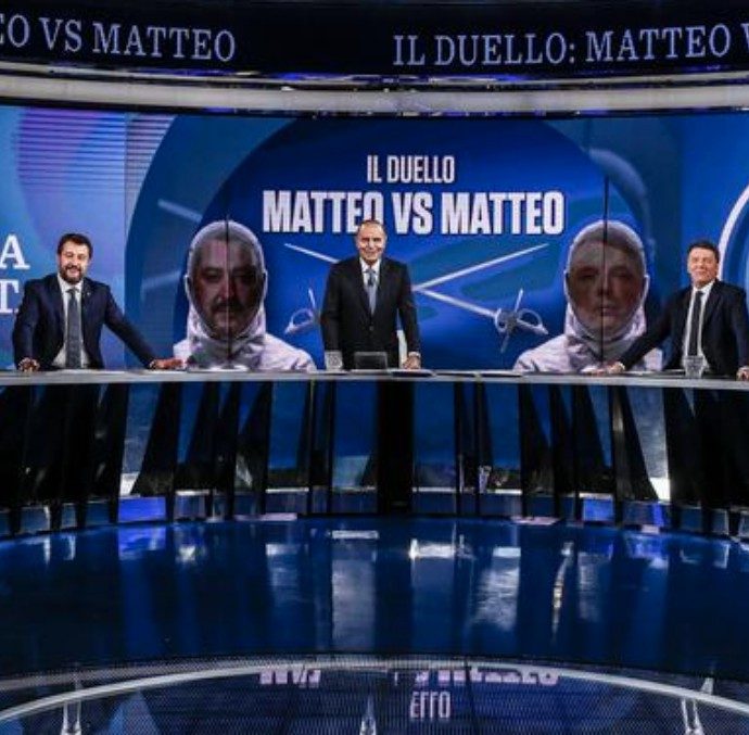 Porta a Porta, boom di ascolti per il duello Salvini-Renzi. La lettura televisiva: un po’ showmen, un po’ litiganti da reality