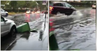 Copertina di Maltempo a Milano, strade e sottopassaggi allagati: le immagini della città sotto la pioggia