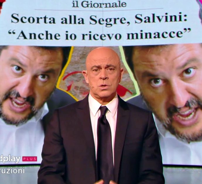 Razzismo, Crozza infuriato con Salvini: “Segre è sotto scorta, scappava dalle SS mentre tu le corteggi. Ca***”