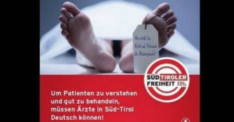 Copertina di Bolzano,”il medico non sapeva il tedesco”: manifesti con cadaveri all’obitorio diffusi dal movimento di destra Sudtiroler Freiheit
