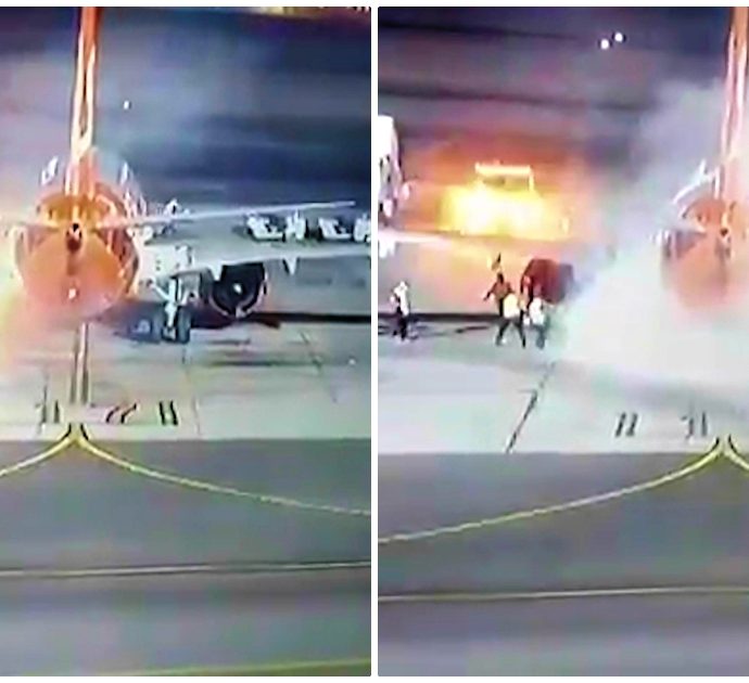 Paura per i passeggeri a Sharm el-Sheikh: l’aereo prende fuoco sulla pista d’atterraggio. Il video