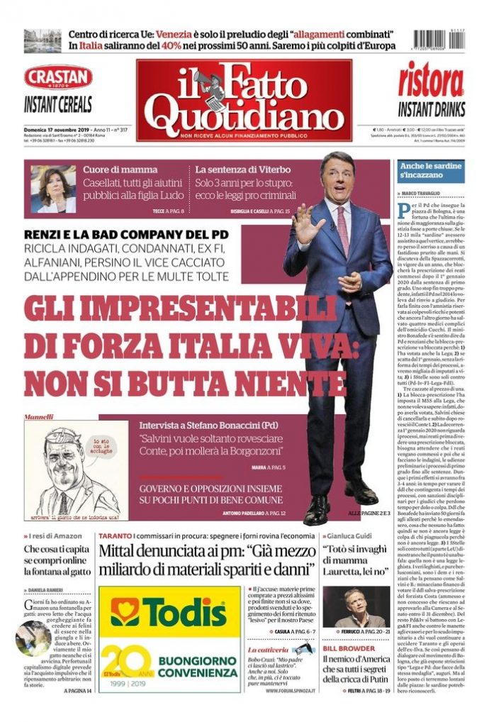 Copertina di domenica 17 novembre 2019