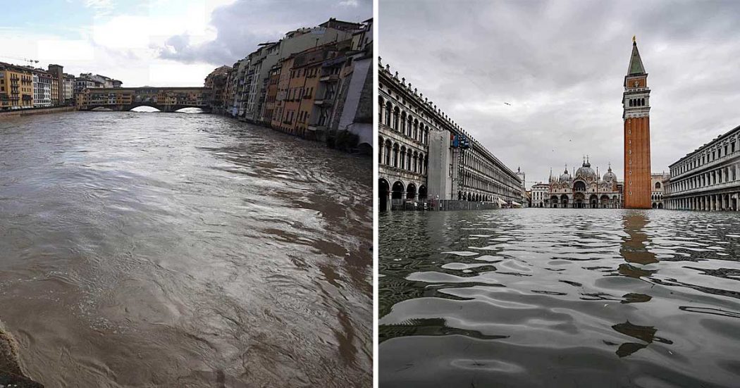 Maltempo: a Venezia picco di marea a 150 centimetri, poi scende. In Emilia e Toscana esondano fiumi. Scuole chiuse in molti comuni