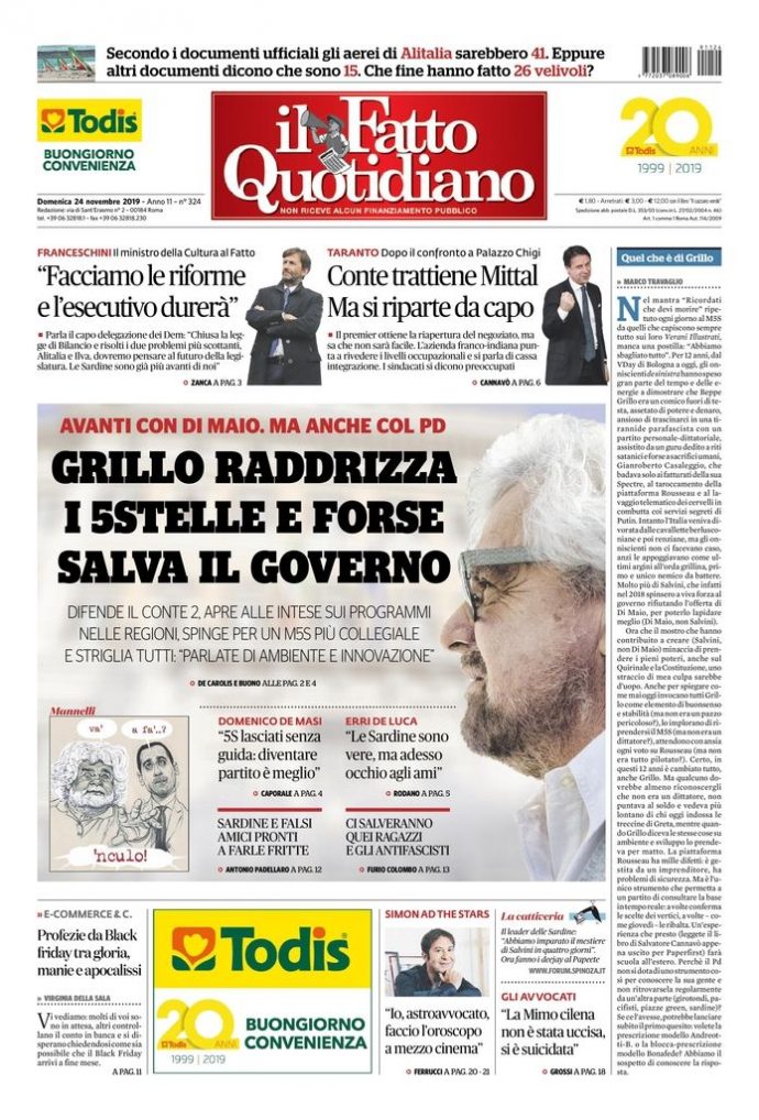 Copertina di domenica 24 novembre 2019