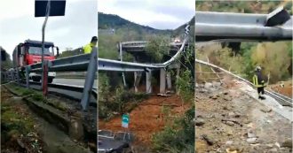 Copertina di Savona, crollato un tratto di viadotto in direzione Torino. Le prime immagini