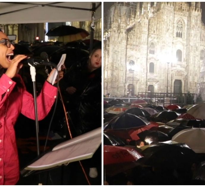 Milano, 25mila Sardine in piazza Duomo: “Ripartiamo dalla Costituzione, oggi trascurata dalla politica”