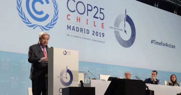 Clima, il segretario dell’Onu Guterres alla conferenza di Madrid: “La scelta è tra speranza di un mondo migliore o la capitolazione”