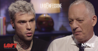 Copertina di La Confessione (Nove), boom di ascolti per Peter Gomez che intervista Fedez. Il cantante racconta la rottura con J-Ax e Rovazzi