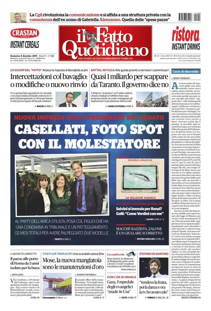 Copertina di domenica 8 dicembre 2019