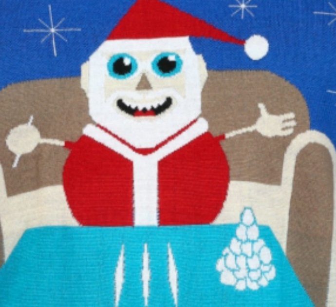 Babbo Natale che pippa cocaina, il maglione che fa discutere: “Sappiamo tutti come funziona la neve, la migliore arriva dal Sud America”