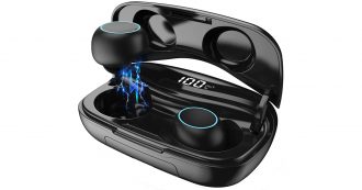 Copertina di Auricolari in-ear wireless HETP con power bank integrata da 3500 mAh, in offerta su Amazon