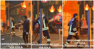 Milano, vigili del fuoco aggrediti a bottigliate in via Gola: le immagini nella notte di Capodanno
