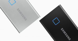 Copertina di Samsung Portable T7 Touch, SSD portatile superveloce e con lettore di impronte digitali