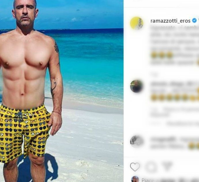 Eros Ramazzotti ai fan su Instagram: “Vi sembro ingrassato, vi sembro malato?”. La foto che spiazza tutti