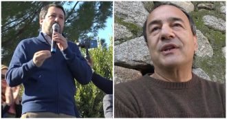 Copertina di Riace, Salvini in comizio: “Qui la ricchezza non sono i barconi”. La contromanifestazione con Lucano: “Lega non sarà più primo partito”